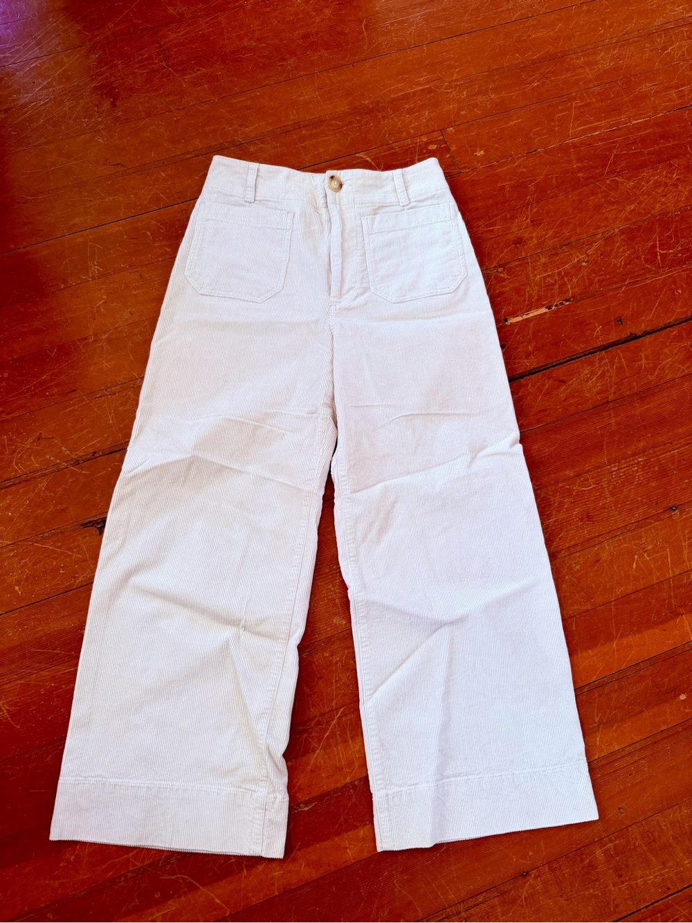 Anthropologie Wide-Leg Corduroy Pants in Off-White